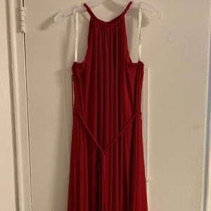 David’s Bridal Soft Mesh Halter Dress w/ Slim Sash